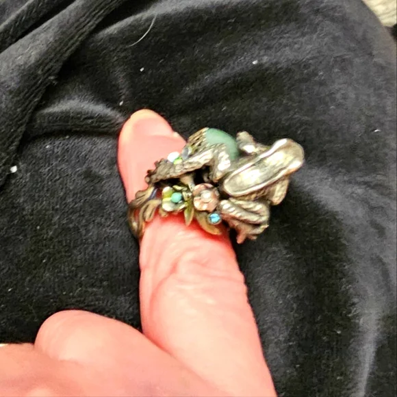'Sweet Romance USA' .925 Silver Sculpture Frog Ring ๐ Adjustable NEW - Picture 6 of 10